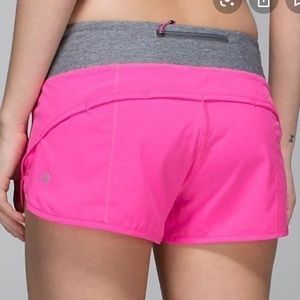 Lululemon Speed Shorts Rare Hot Pink and Gray Sz 6